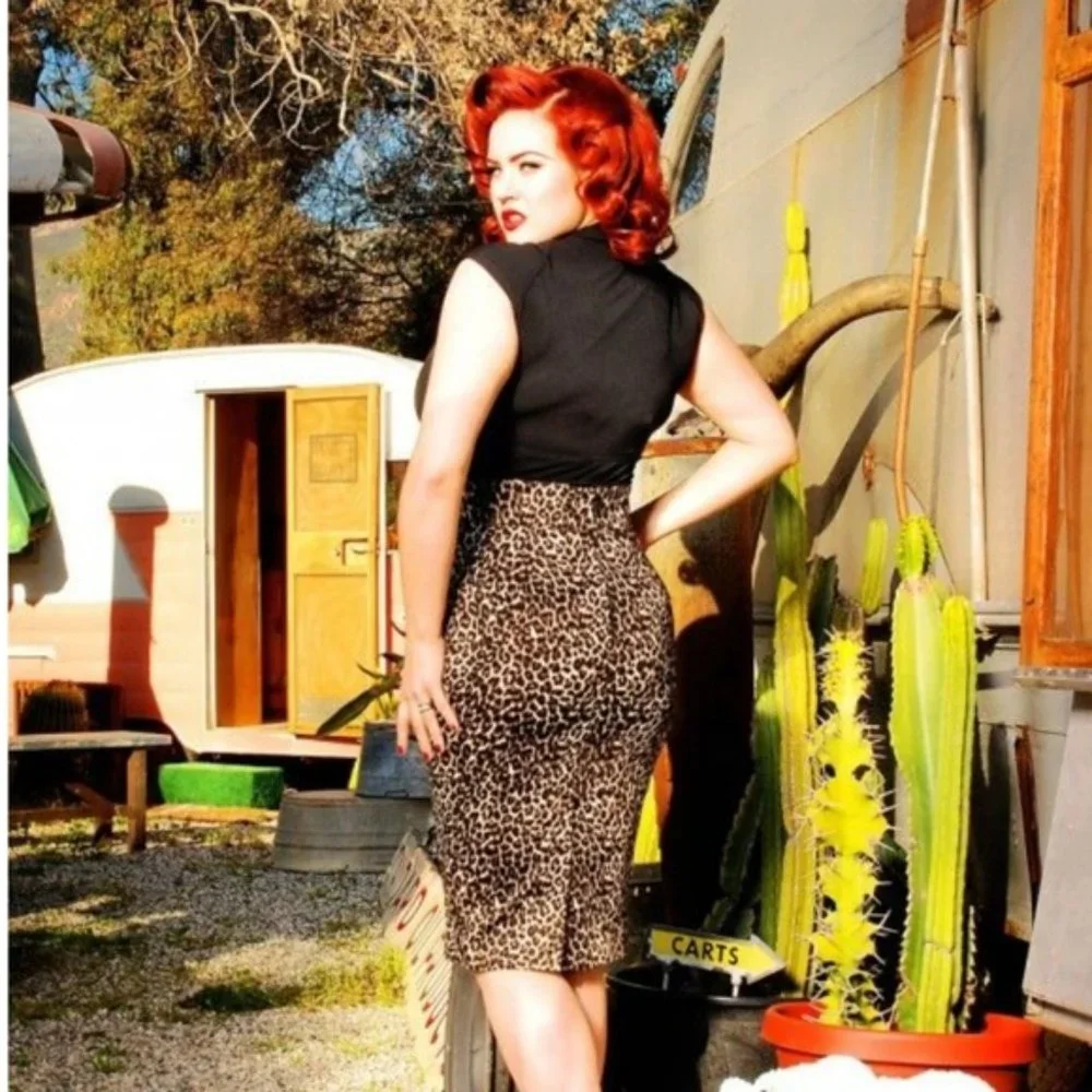Pinup Couture Leopard Pencil Skirt - Picture 2 of 5